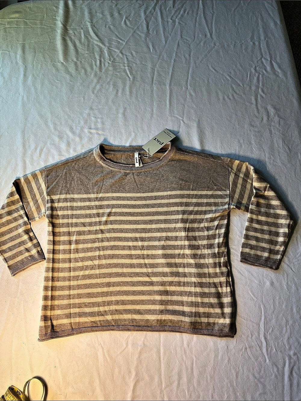 Pact Striped Organic Cotton Top in Brown & Cream Size Medium NWT